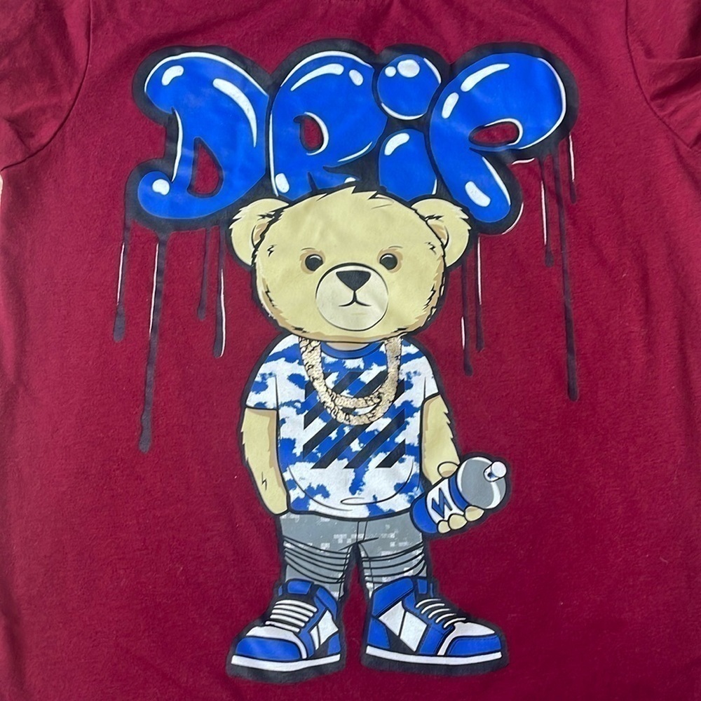 🟢 3/$15 Drip Bear Printed Graphic Tee Youth Small (8/10) - Picture 3 of 3